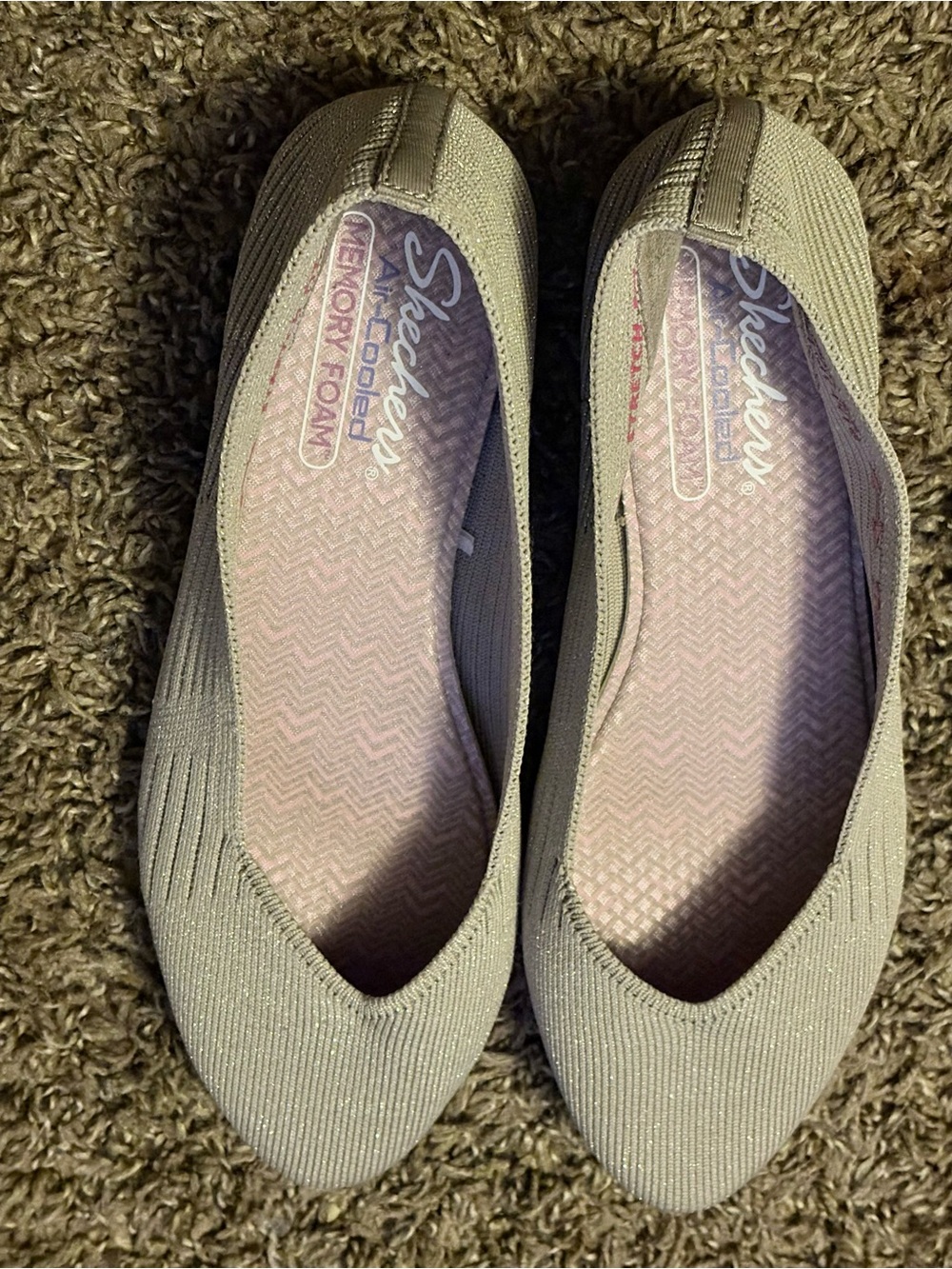 Skechers Women's Light Taupe Slip-On Memory Foam Flats